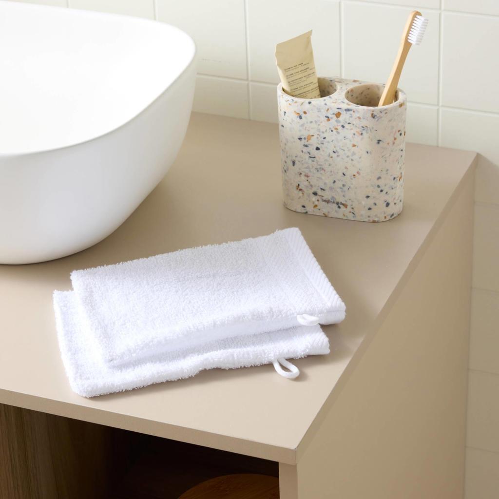 NOUS Living washand wit (set van 2) (15x20 cm)
