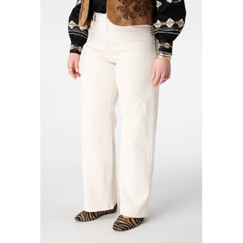 MS Mode wide leg high waist broek ecru afbeelding