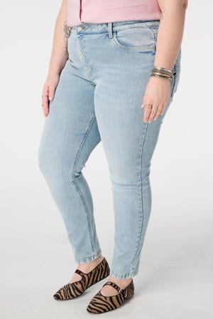 skinny high waist broek light blue denim