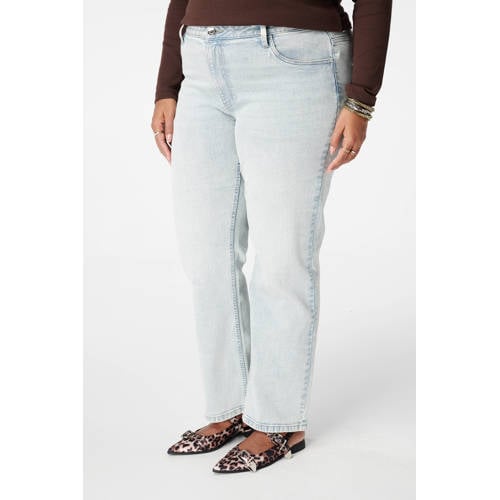 MS Mode high waist wide leg jeans light blue denim afbeelding