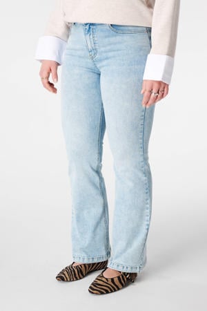 high waist flared jeans light blue denim
