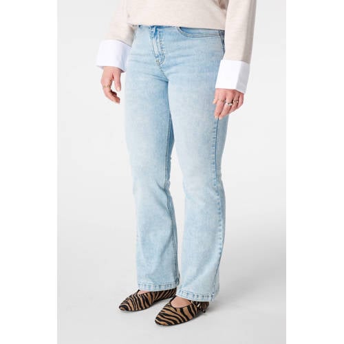 MS Mode high waist flared jeans light blue denim afbeelding