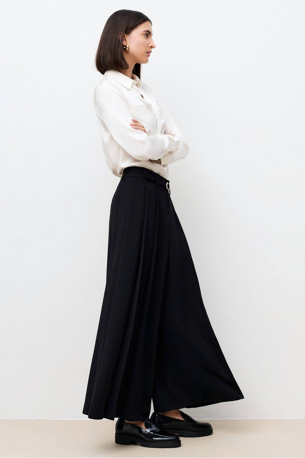 Zwarte dames Caroll wide leg high waist palazzo broek met effen