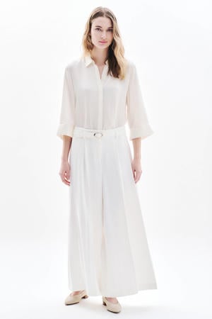wide leg high waist palazzo broek ecru