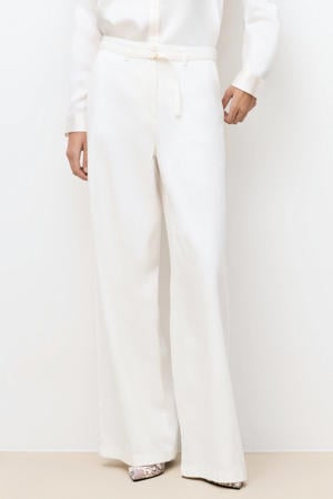 wide leg high waist casual broek ecru