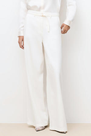 wide leg high waist casual broek ecru