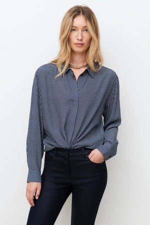 geruit blouse marineblauw