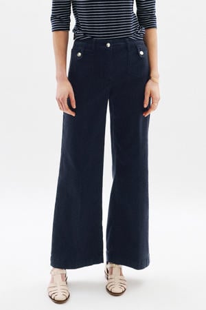 denim cropped broek met bootcut marineblauw