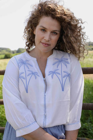 viscose blouse met borduursels Plus Size - ecru