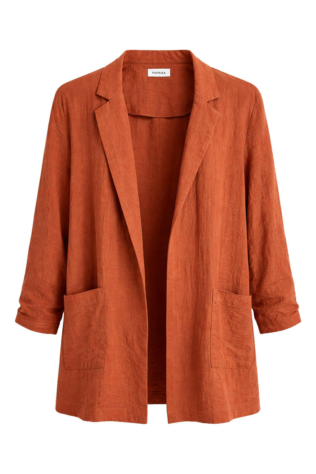 Rode dames Paprika regular blazer van viscose met effen, driekwart mouwen en reverskraag