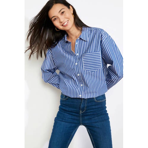 LOLALIZA gestreepte blouse donkerblauw afbeelding