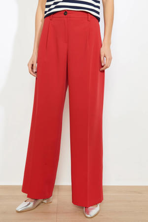 straight high waist broek rood