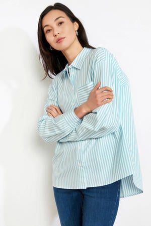 gestreepte blouse turquoise
