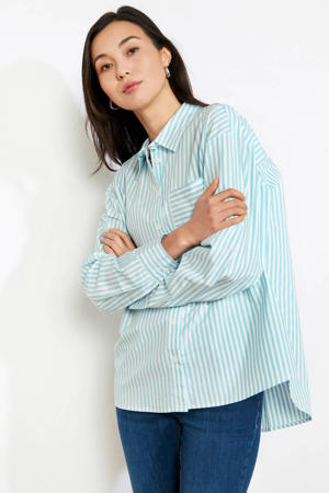gestreepte blouse turquoise