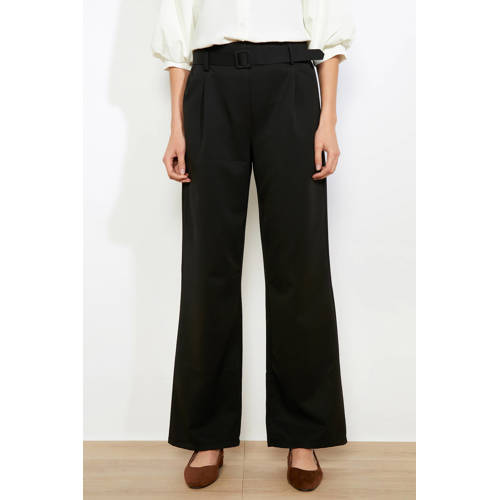 LOLALIZA wide leg regular waist broek zwart afbeelding