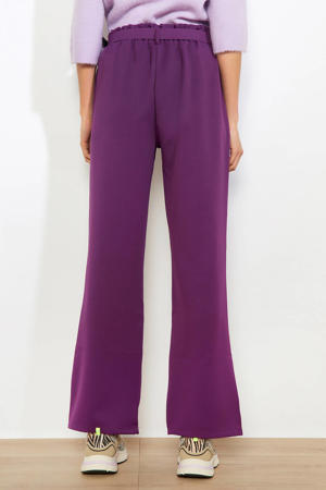 wide leg regular waist broek paars