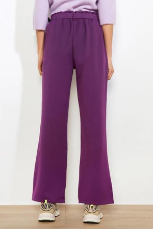 wide leg regular waist broek paars