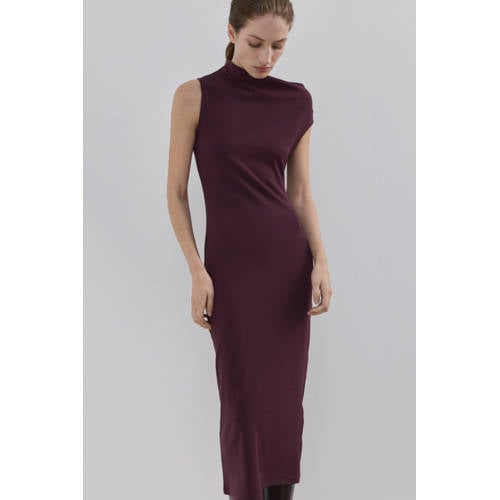 Mango off shoulder jurk donkerrood afbeelding