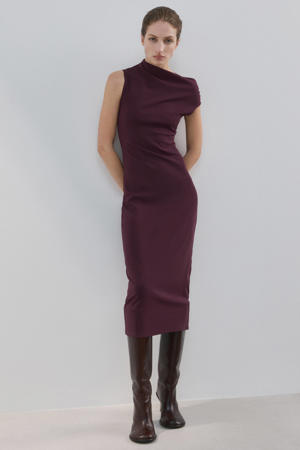 off shoulder jurk donkerrood