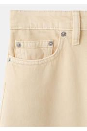 thumbnail: Beige dames Mango wide leg high waist broek van katoen met knoopsluiting en effen