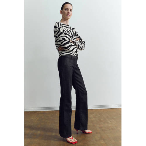Mango gebreide trui met zebraprint zwart afbeelding