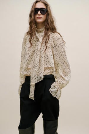 blousetop met stippen ecru