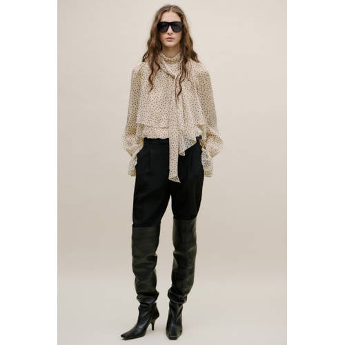 Mango blousetop met stippen ecru afbeelding