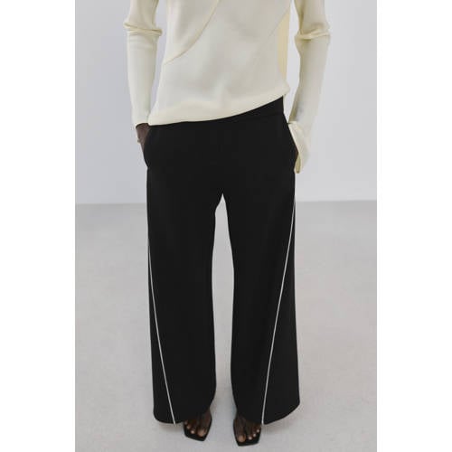 Mango straight regular waist casual broek zwart afbeelding