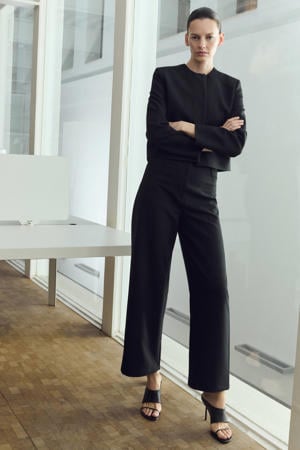 straight high waist broek zwart