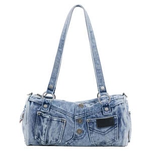 denim schoudertas blauw