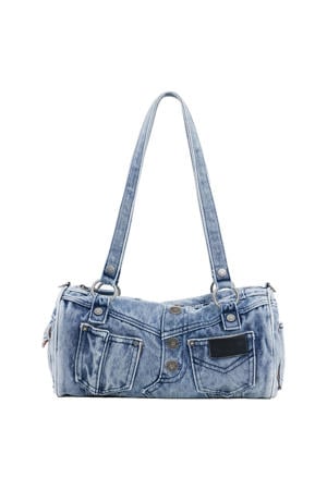 denim schoudertas blauw