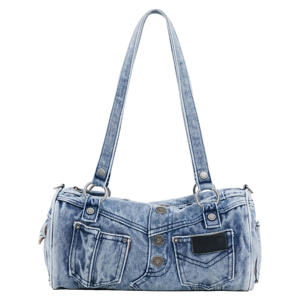 denim schoudertas blauw
