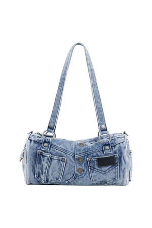 denim schoudertas blauw