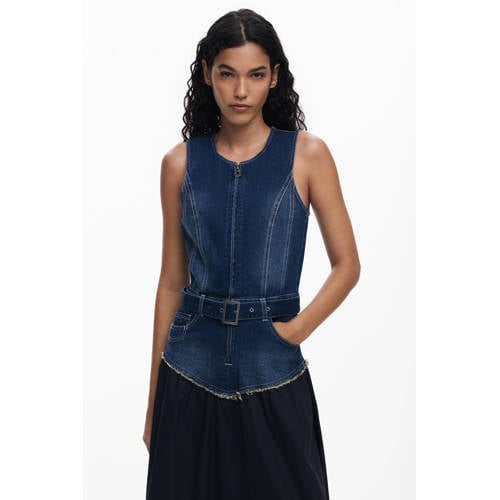Desigual denim midi jurk medium blue denim afbeelding