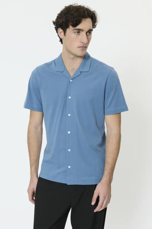 katoenen regular fit overhemd - blauw