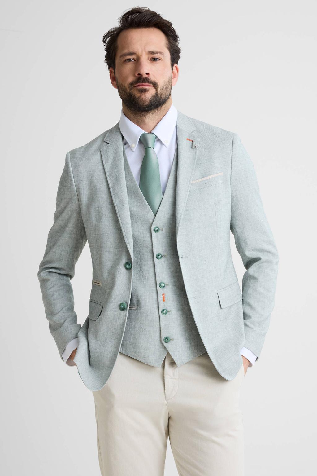 Groene heren A fish named Fred colbert van polyester met effen en knoopsluiting