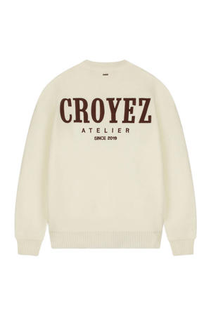 trui met backprint gebreid ecru