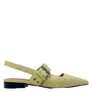 Lamium leren slingback loafers met studs limegroen