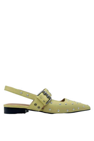 Lamium leren slingback loafers met studs limegroen
