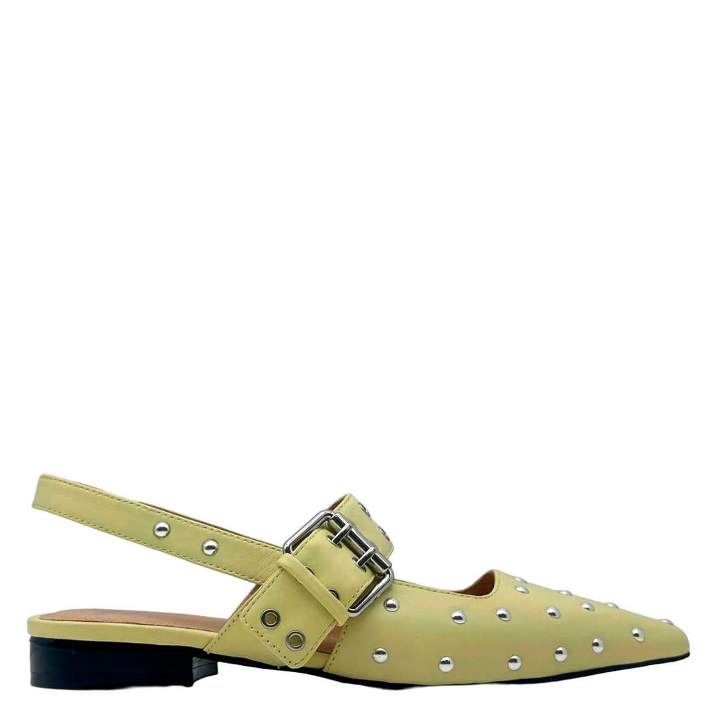 Limegroene dames Cycleur de Luxe Lamium leren slingback loafers met studs groen met gesp