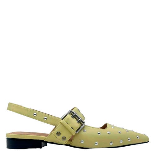 Cycleur de Luxe Lamium leren slingback loafers met studs limegroen afbeelding