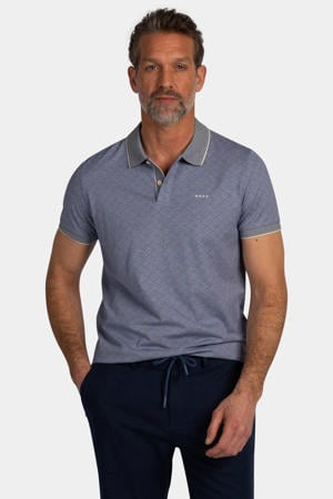 regular polo met ingebreid patroon donkerblauw