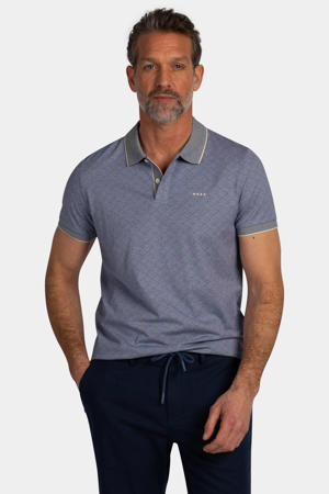 regular polo met ingebreid patroon donkerblauw