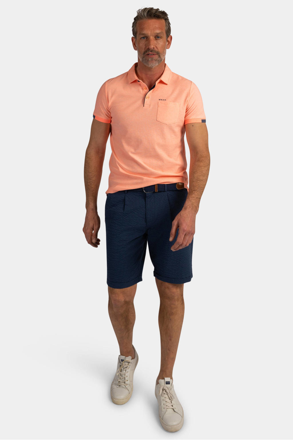 Roze heren New Zealand Auckland regular fit polo met effen, korte mouwen en geribde boorden