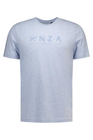 regular fit T-shirt met logo - blauw gemêleerd