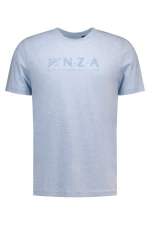 regular fit T-shirt met logo - blauw gemêleerd