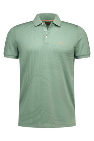 regular fit polo met geribde boorden - groen