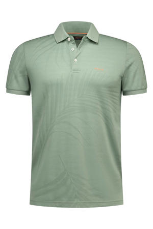 regular fit polo met geribde boorden - groen