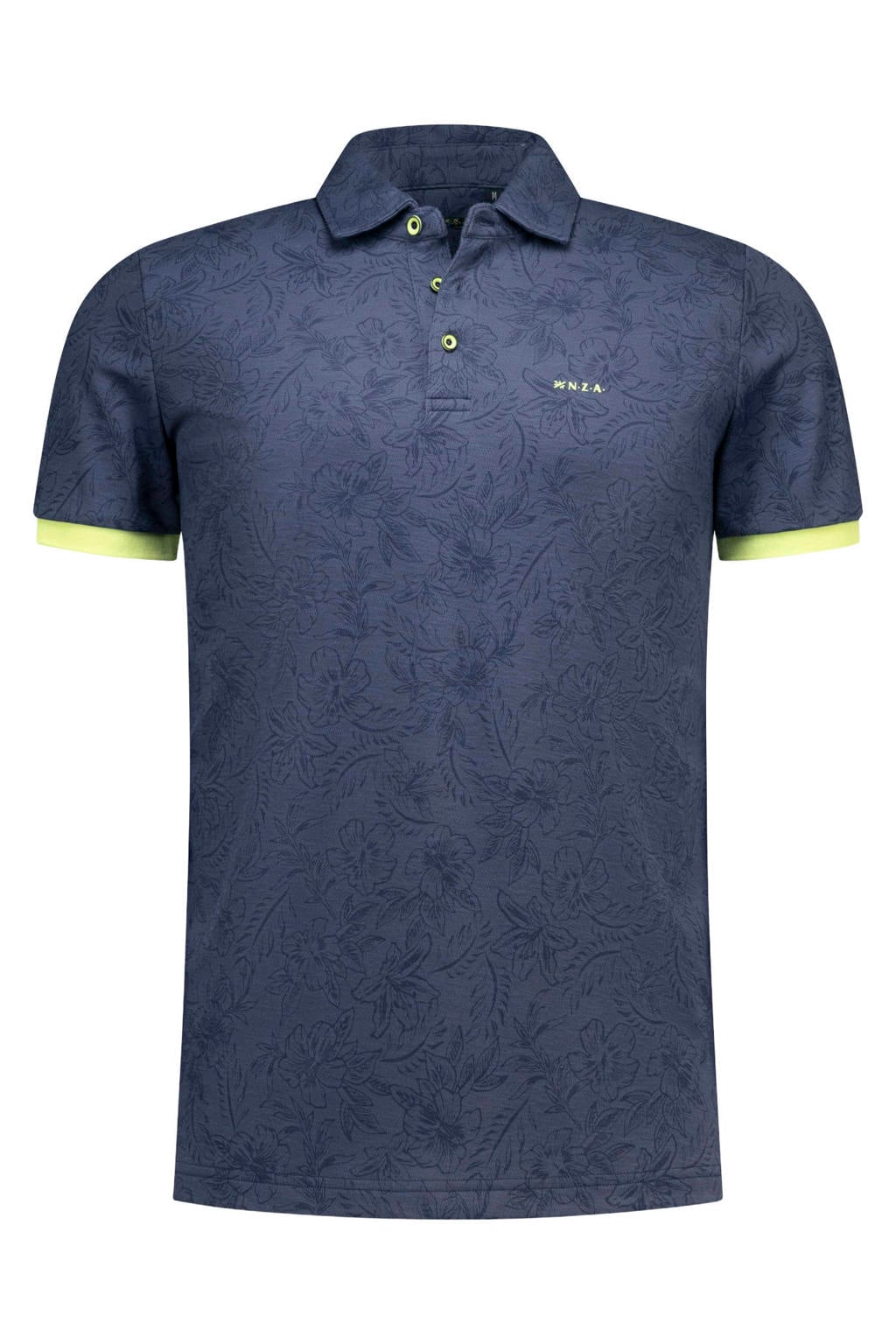 Donkerblauwe heren New Zealand Auckland regular fit polo van katoen met korte mouwen en geribde boorden