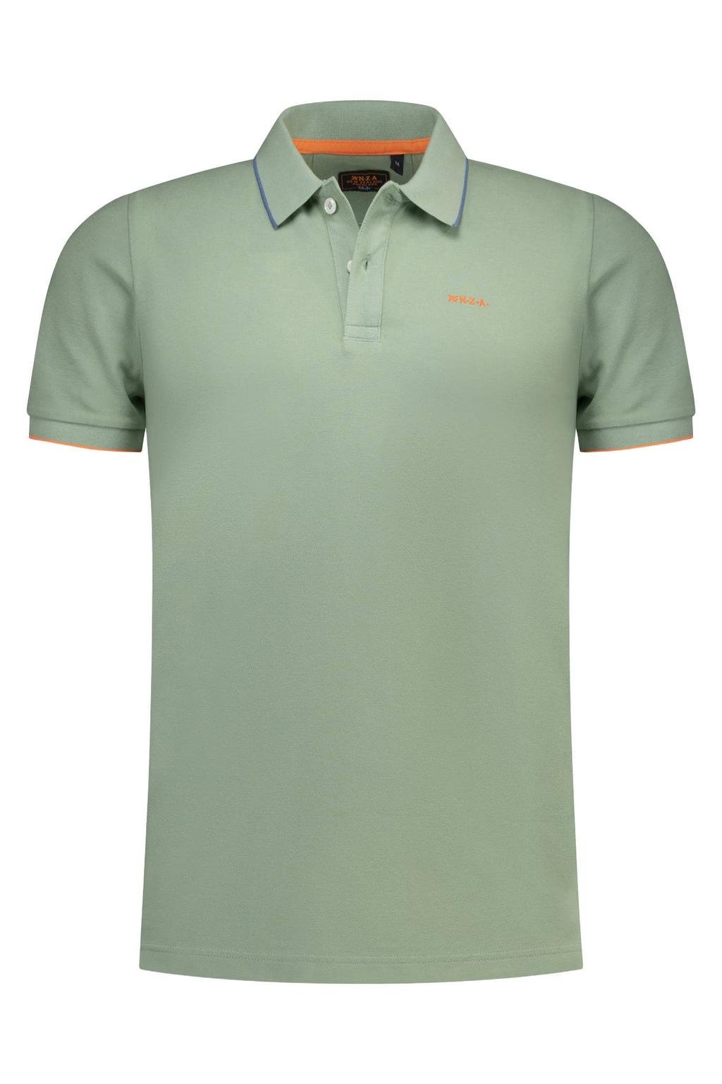 Groene heren New Zealand Auckland regular fit polo van katoen met effen en korte mouwen